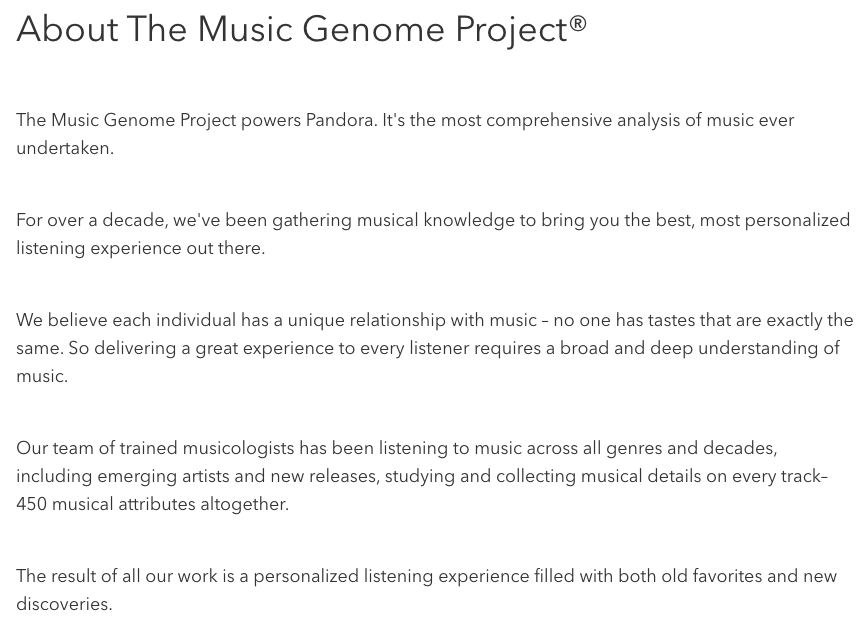 Music Genome Project - About